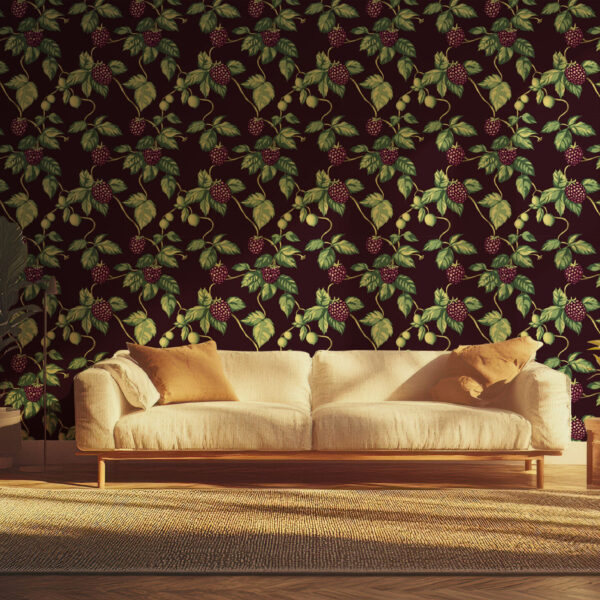 Lush Botanical Berry Vine Wallpaper