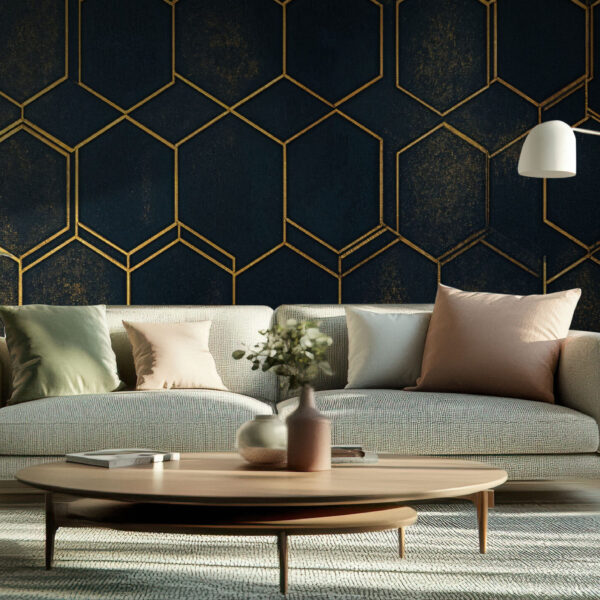 Elegant Geometric Hexagon Gold Wallpaper
