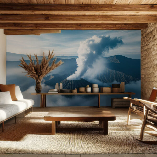 Majestic Volcanic Landscape with Misty Clouds