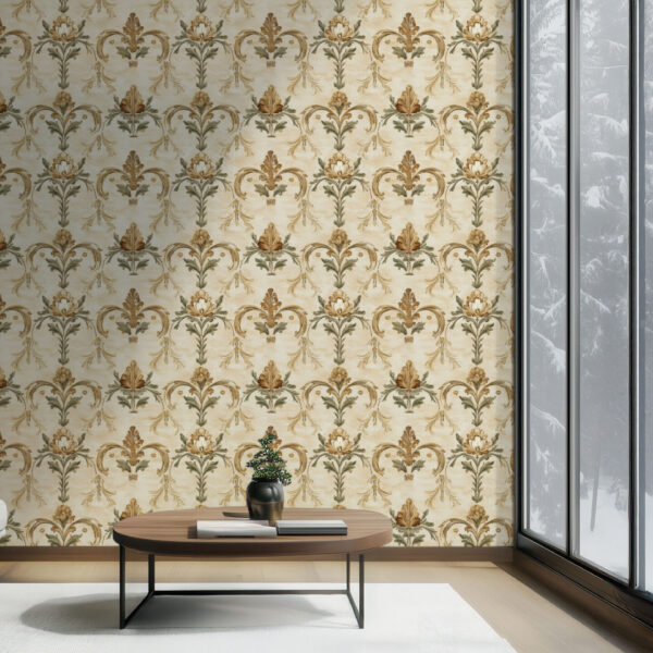 Elegant Vintage Flourish Baroque Wallpaper