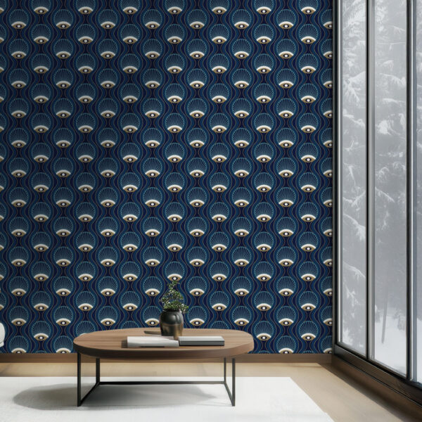Abstract Eye Motif Art Deco Wallpaper