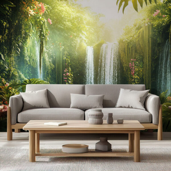 Lush Tropical Waterfall Paradise Wallpaper