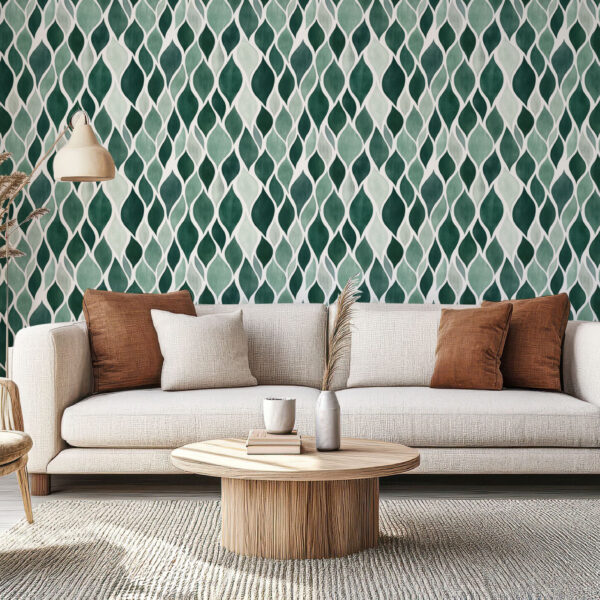 Elegant Leaf Pattern Green Wallpaper Design