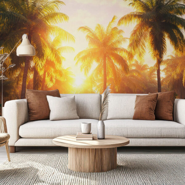 Tropical Paradise Sunset Palm Wallpaper
