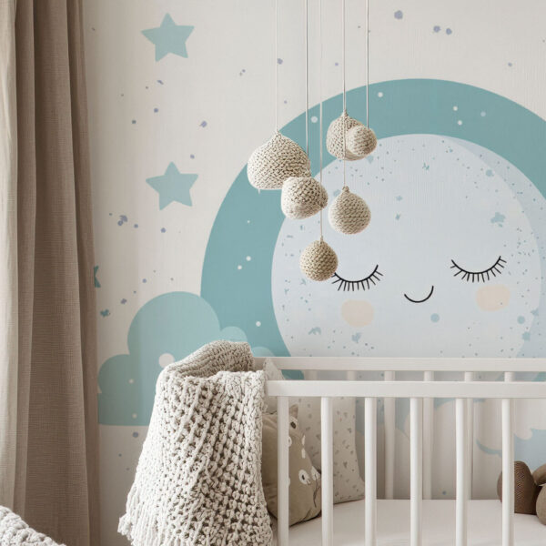Dreamy Moon and Stars Nursery Wallpaper