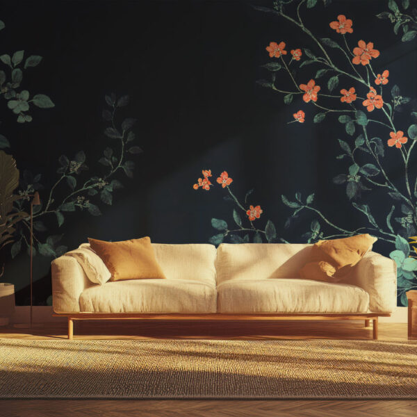 Enchanting Floral Blossoms on Midnight Blue