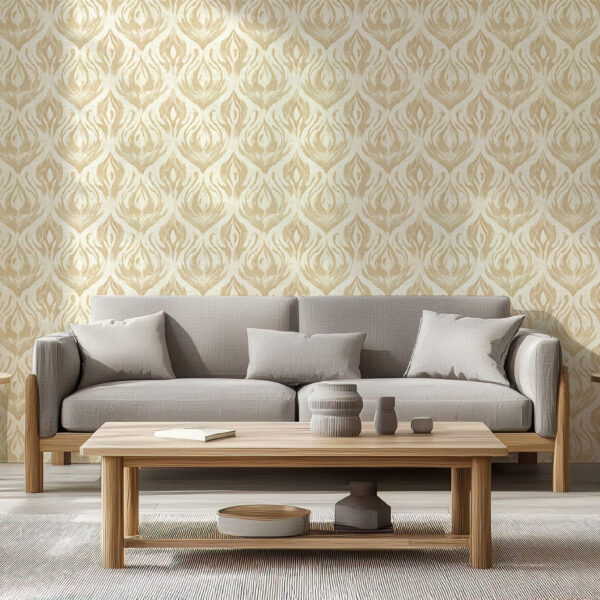 Elegant Beige Filigree Pattern Wallpaper