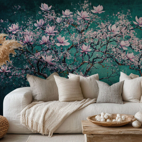 Elegant Floral Tree with Bird Accents Wallpaper