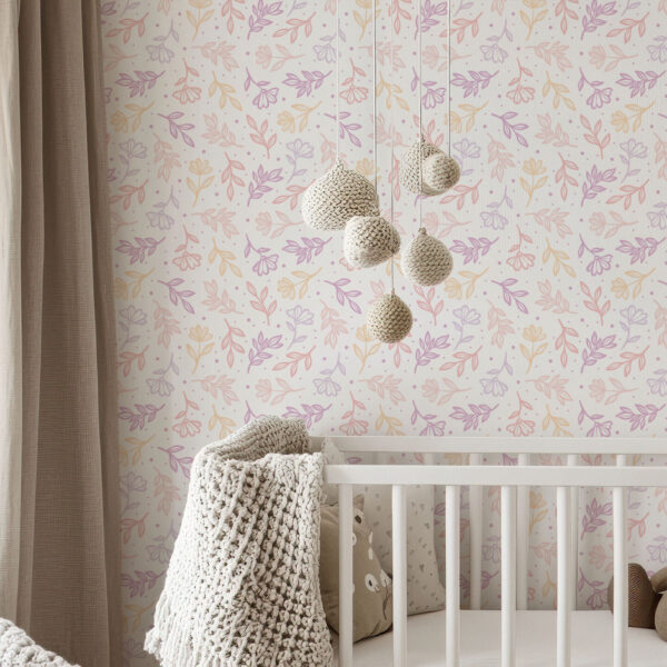 Whimsical Pastel Floral Child's Wallpaper
