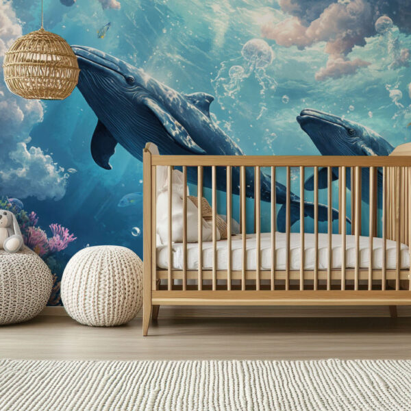 Whimsical Ocean Adventure with Majestic Whales