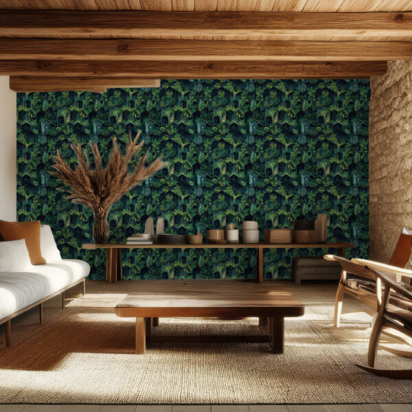 Lush Geometric Greenery Modern Wallpaper