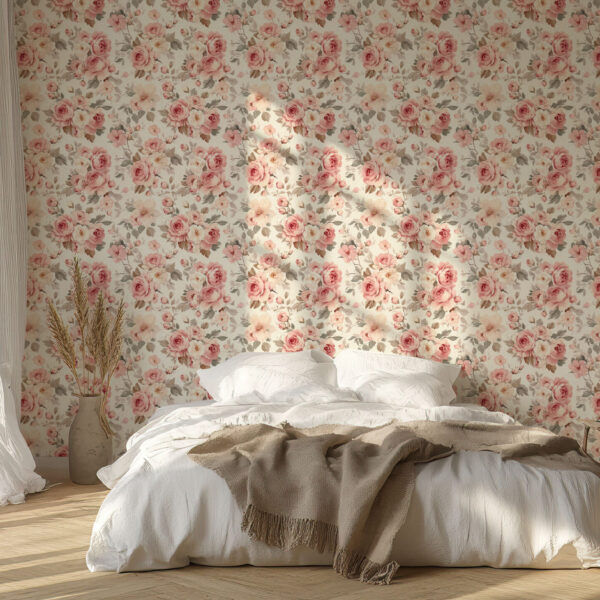 Romantic Floral Blossoms Pastel Wallpaper