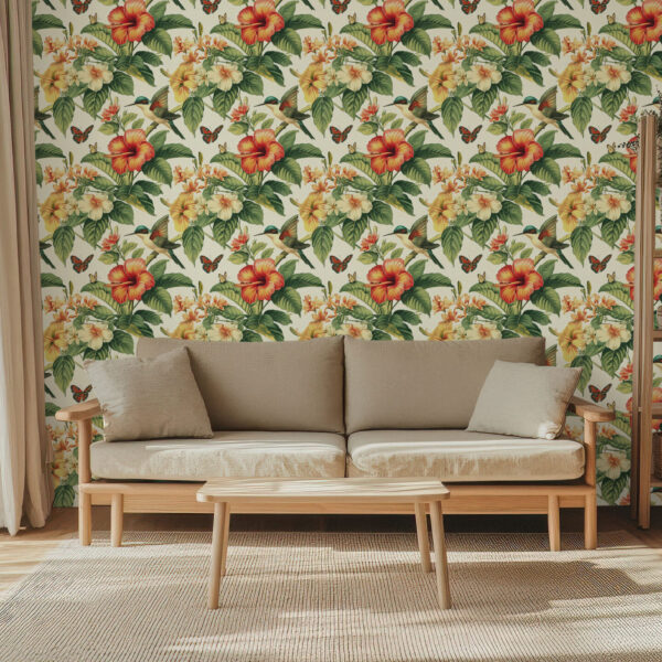 Tropical Paradise Floral Garden Wallpaper