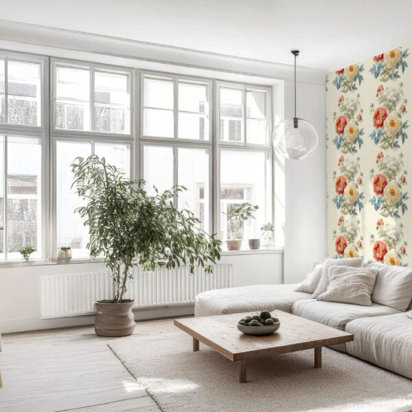Elegant Floral Garden Wallpaper with Vintage Charm