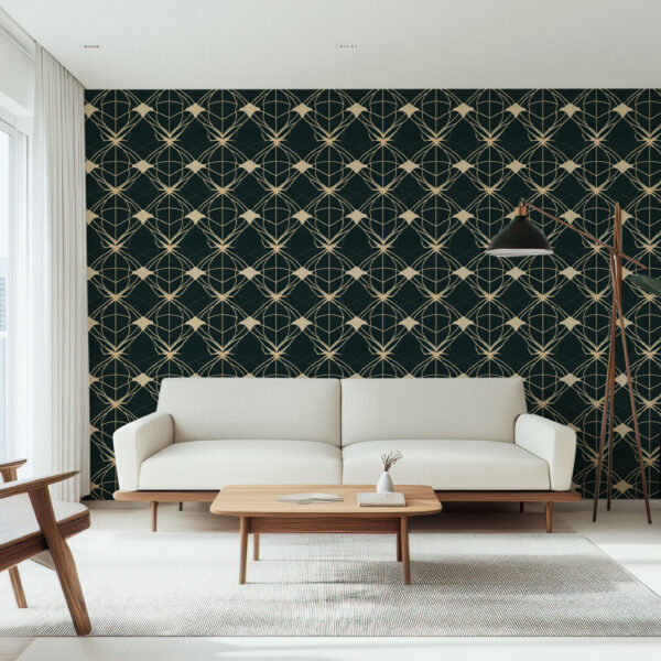 Elegant Beige and Black Geometric Wallpaper