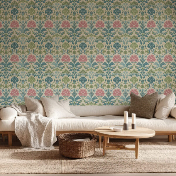 Elegant Vintage Floral Damask Wallpaper