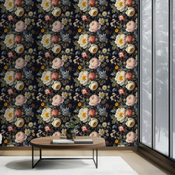 Elegant Floral Symphony on Dark Background