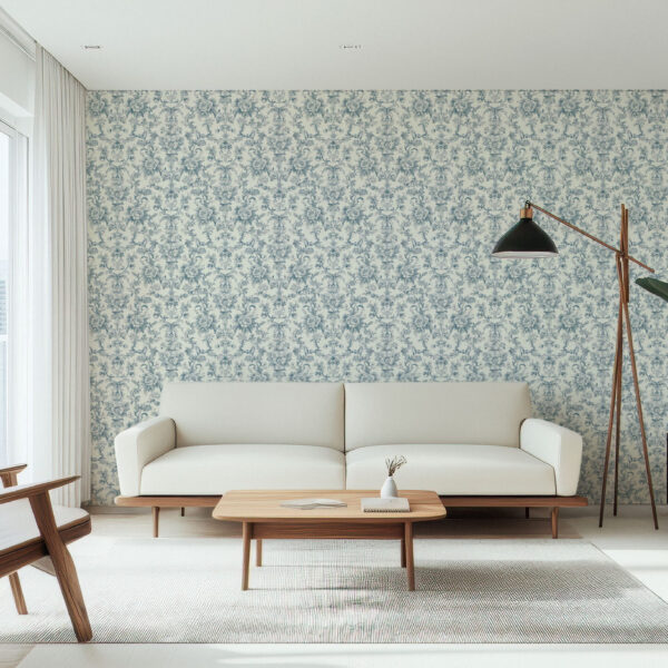 Vintage Floral Elegance with Blue Accents