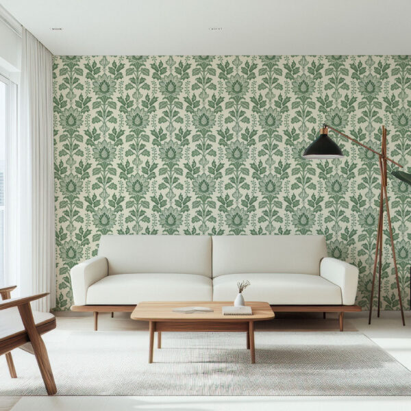 Elegant Botanical Green Floral Wallpaper
