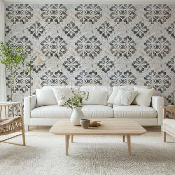 Elegant Vintage Floral Mosaic Wallpaper
