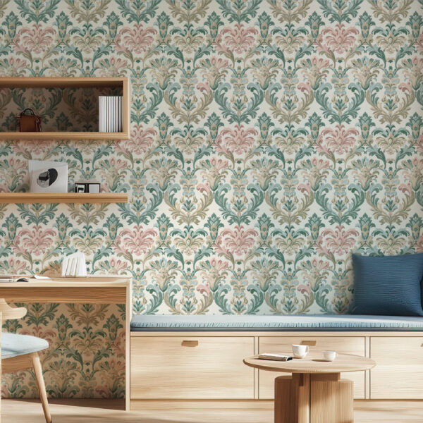 Elegant Vintage Floral Damask Pattern Wallpaper