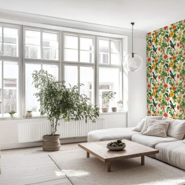 Tropical Floral Paradise with Exotic Birds