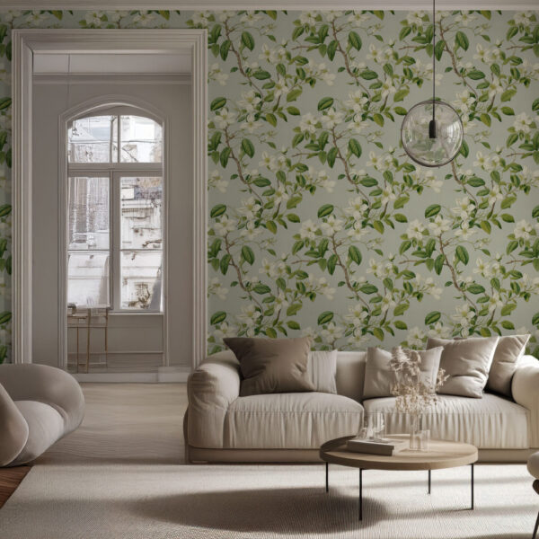 Serene Botanical Floral Vine Wallpaper