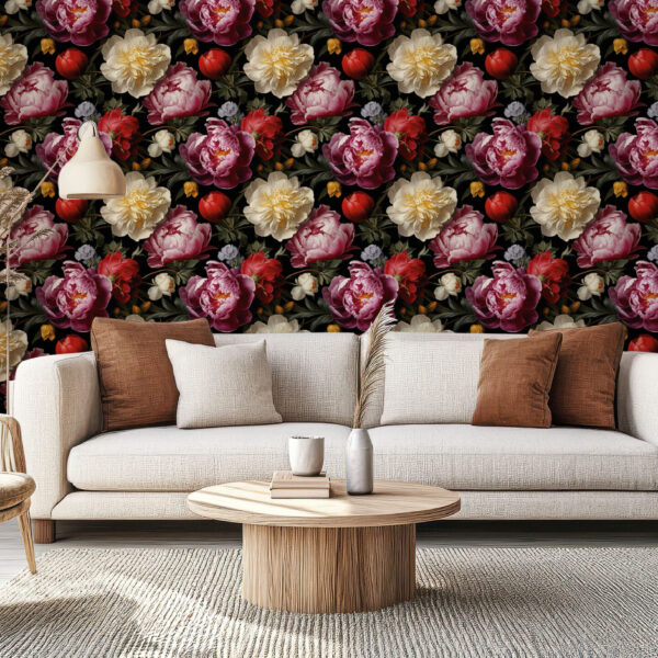 Luxurious Floral Bouquet Wallpaper Design