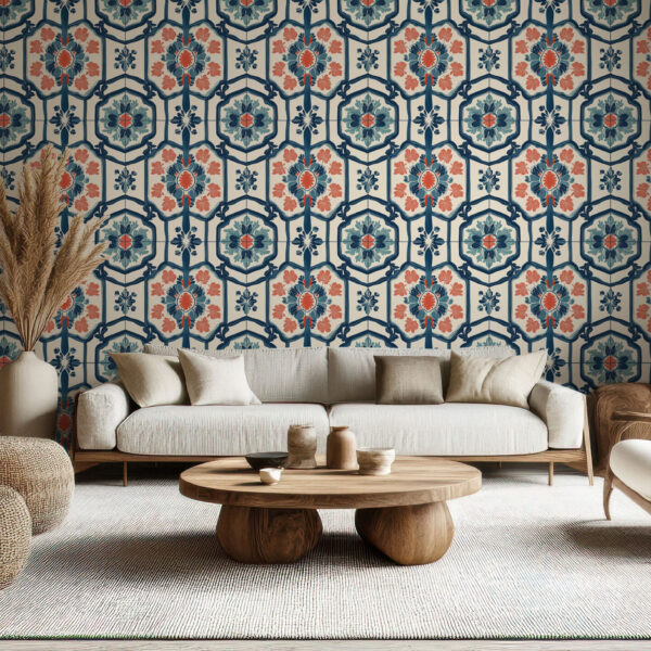 Ornate Floral Geometric Vintage Wallpaper