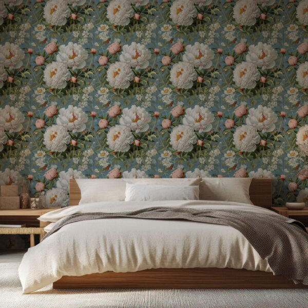 Floral Symphony of Blooms and Butterflies Wallpaper