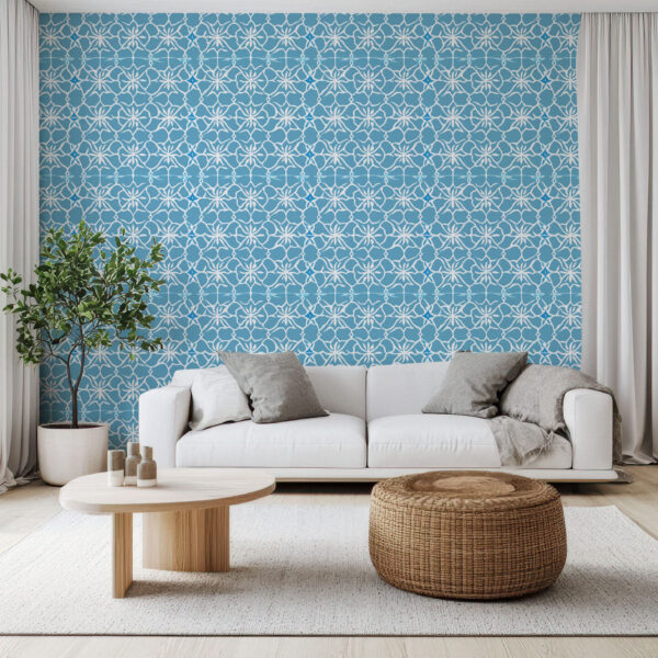 Elegant Blue Floral Pattern Wallpaper