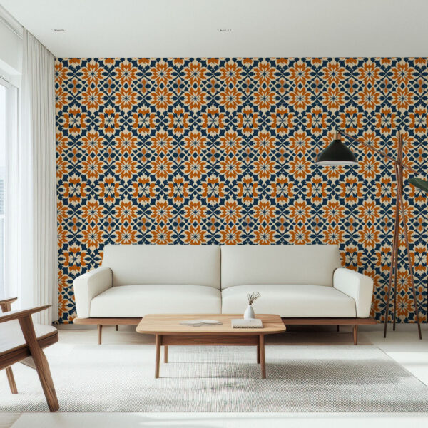 Elegant Floral Geometric Pattern Wallpaper