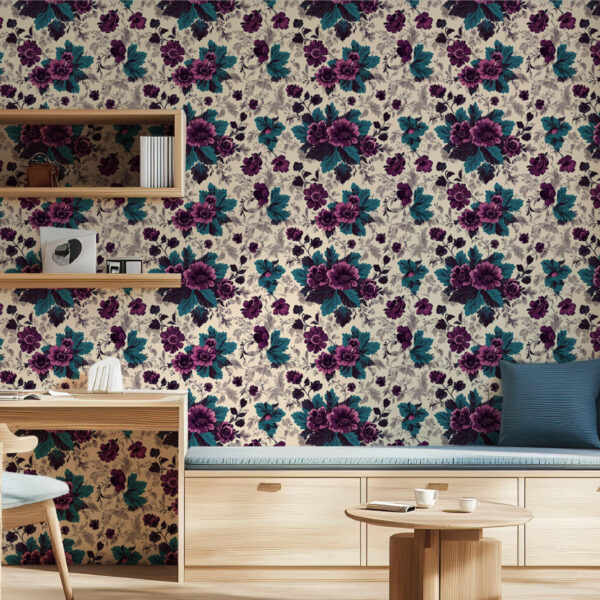 Elegant Floral Symphony Wallpaper with Vibrant Blooms