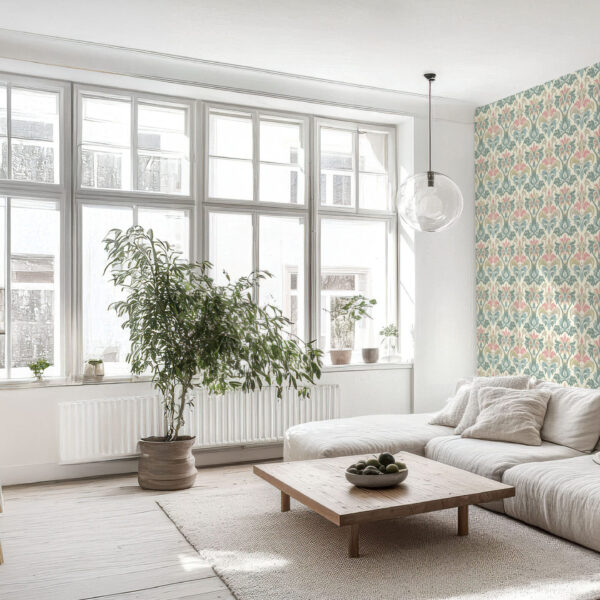 Elegant Floral Damask Pastel Wallpaper