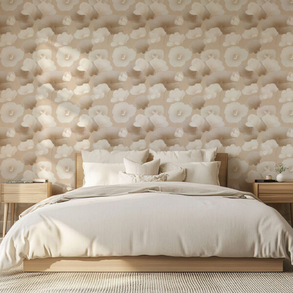 Elegant Floral Blossom Beige Wallpaper