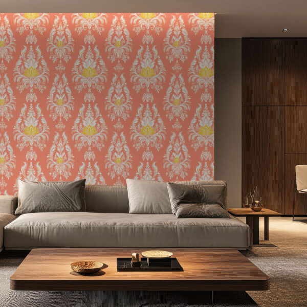 Chic Floral Elegance in Coral and Beige