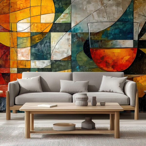 Vibrant Abstract Geometric Wine Art Wallpaper