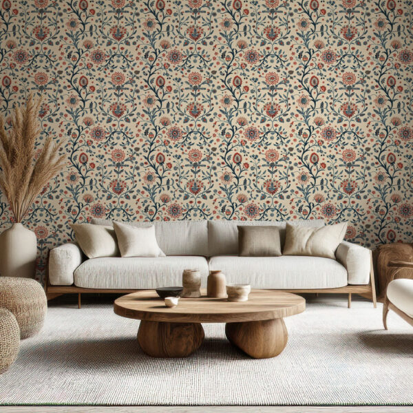 Elegant Floral Symphony Vintage Wallpaper