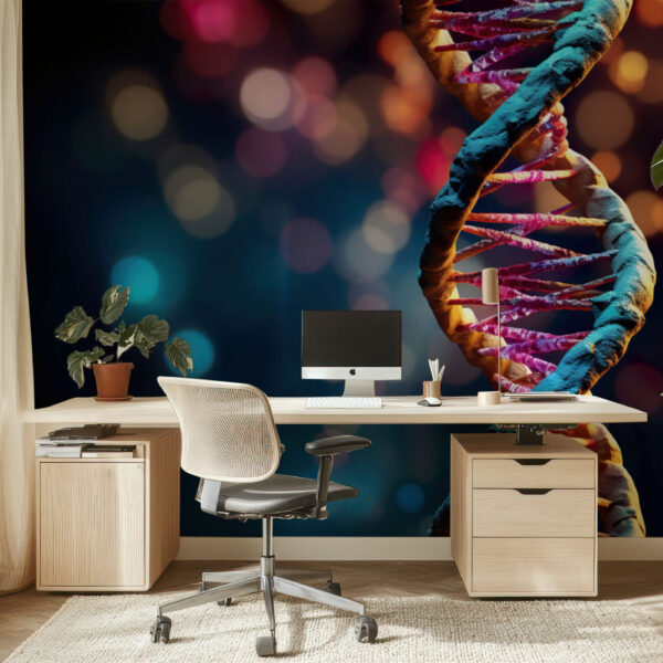 Futuristic DNA Strand Art Wallpaper