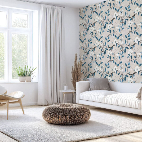 Elegant Floral Patterned Botanical Wallpaper