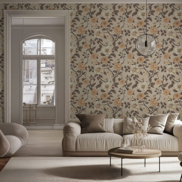 Elegant Floral Wallpaper in Earthy Tones