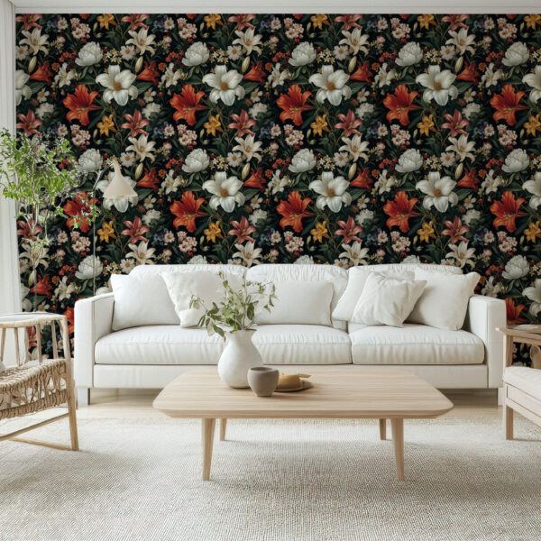 Elegant Floral Symphony Wallpaper for Timeless Appeal